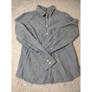 J Crew Shirt Womens Extra Small Blue Button Down Cotton Polka Dots